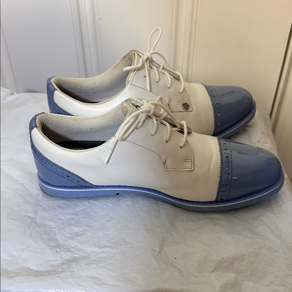 G/FORE Womens Cap Toe Gallivanter Golf Shoes - Snow/Vista Blue Size 8.5 - Picture 6 of 10